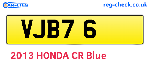 VJB76 are the vehicle registration plates.