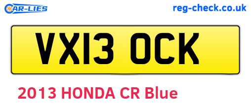 VX13OCK are the vehicle registration plates.