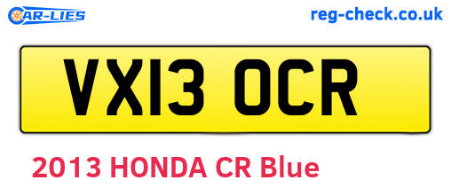 VX13OCR are the vehicle registration plates.