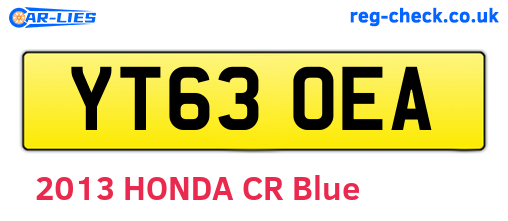 YT63OEA are the vehicle registration plates.