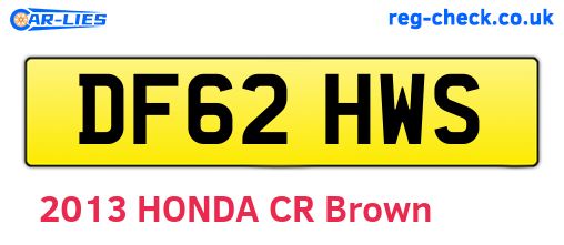 DF62HWS are the vehicle registration plates.