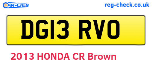 DG13RVO are the vehicle registration plates.