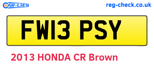FW13PSY are the vehicle registration plates.