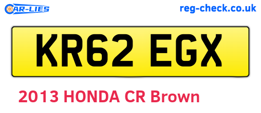 KR62EGX are the vehicle registration plates.