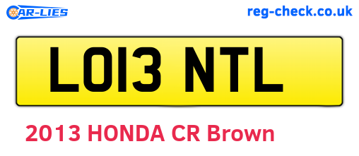 LO13NTL are the vehicle registration plates.