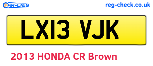 LX13VJK are the vehicle registration plates.