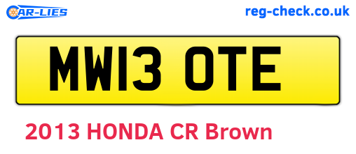 MW13OTE are the vehicle registration plates.