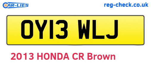 OY13WLJ are the vehicle registration plates.