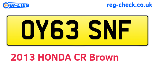 OY63SNF are the vehicle registration plates.