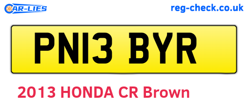 PN13BYR are the vehicle registration plates.