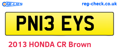 PN13EYS are the vehicle registration plates.