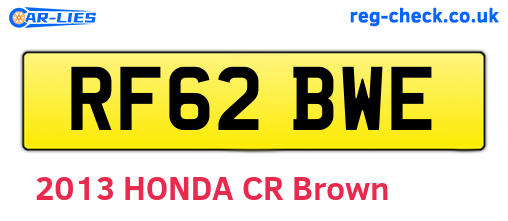 RF62BWE are the vehicle registration plates.