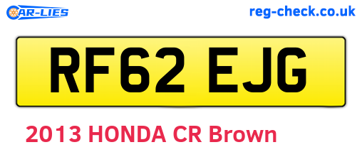 RF62EJG are the vehicle registration plates.