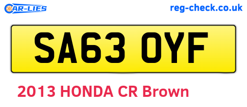 SA63OYF are the vehicle registration plates.