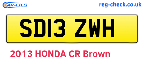 SD13ZWH are the vehicle registration plates.