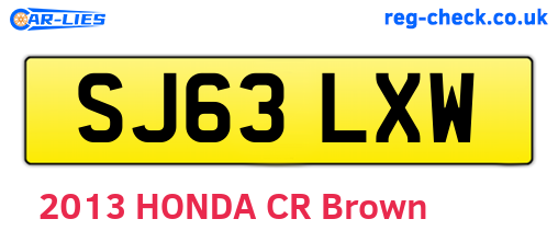 SJ63LXW are the vehicle registration plates.