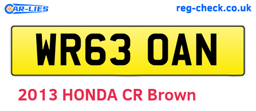 WR63OAN are the vehicle registration plates.