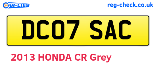 DC07SAC are the vehicle registration plates.