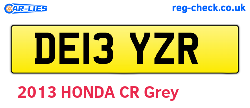 DE13YZR are the vehicle registration plates.