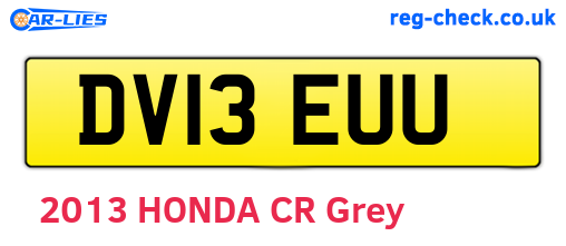 DV13EUU are the vehicle registration plates.