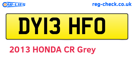 DY13HFO are the vehicle registration plates.