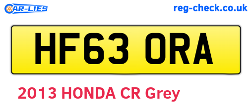 HF63ORA are the vehicle registration plates.