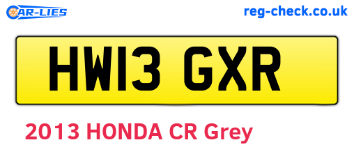 HW13GXR are the vehicle registration plates.