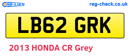 LB62GRK are the vehicle registration plates.