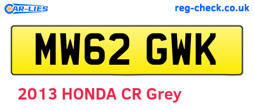 MW62GWK are the vehicle registration plates.