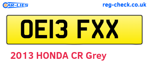OE13FXX are the vehicle registration plates.