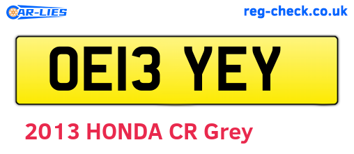 OE13YEY are the vehicle registration plates.