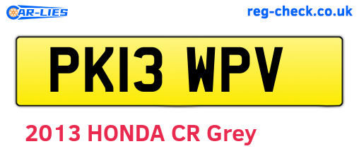 PK13WPV are the vehicle registration plates.