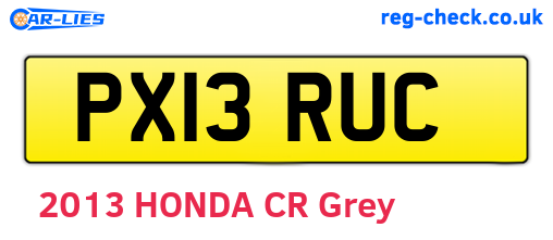 PX13RUC are the vehicle registration plates.