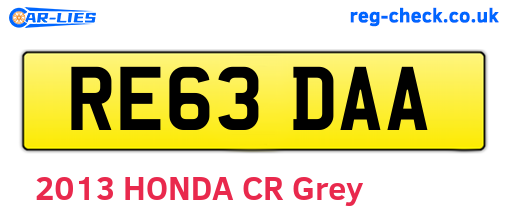 RE63DAA are the vehicle registration plates.