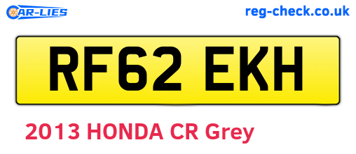 RF62EKH are the vehicle registration plates.