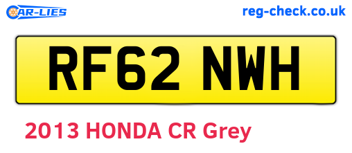 RF62NWH are the vehicle registration plates.