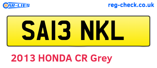SA13NKL are the vehicle registration plates.