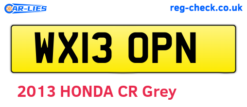 WX13OPN are the vehicle registration plates.