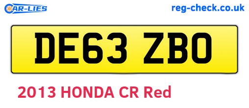 DE63ZBO are the vehicle registration plates.