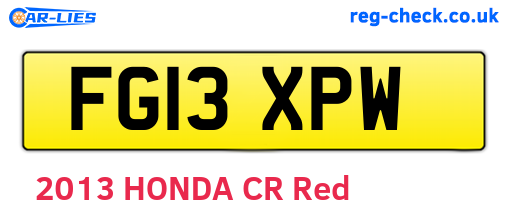 FG13XPW are the vehicle registration plates.