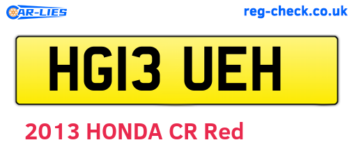 HG13UEH are the vehicle registration plates.