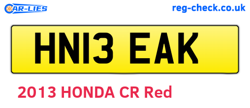 HN13EAK are the vehicle registration plates.