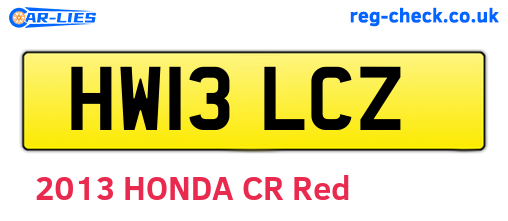 HW13LCZ are the vehicle registration plates.
