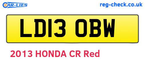LD13OBW are the vehicle registration plates.