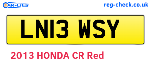 LN13WSY are the vehicle registration plates.