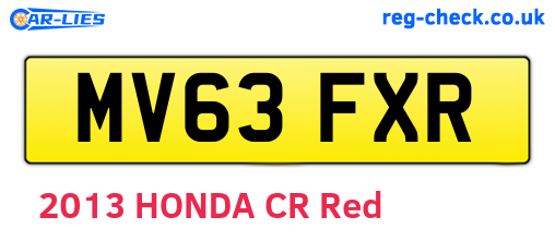 MV63FXR are the vehicle registration plates.