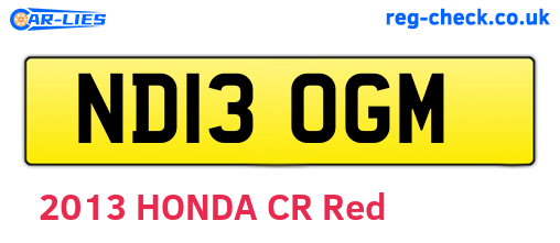 ND13OGM are the vehicle registration plates.