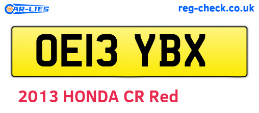 OE13YBX are the vehicle registration plates.