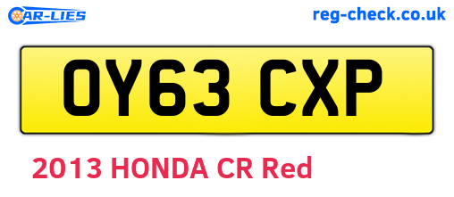 OY63CXP are the vehicle registration plates.