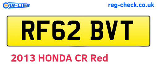 RF62BVT are the vehicle registration plates.